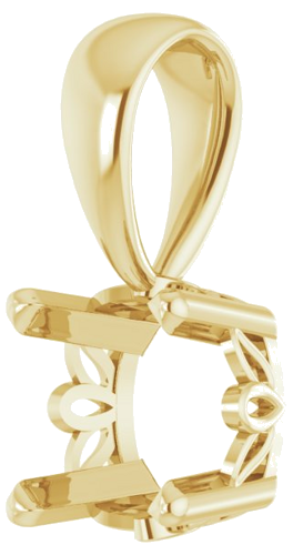 Pakabukas „Solitaire Scroll Setting®“ 585 Geltonojo Aukso Cushion 6mm (2)