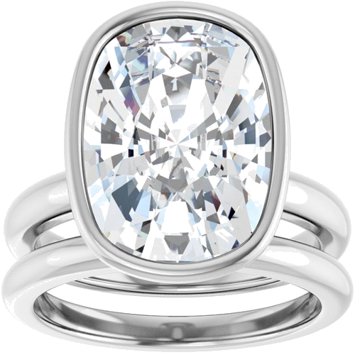 Sužadėtuvių Žiedas „Bezel-Set Solitaire“ 14k white gold Elongated Cushion 14mm x 10mm (8)