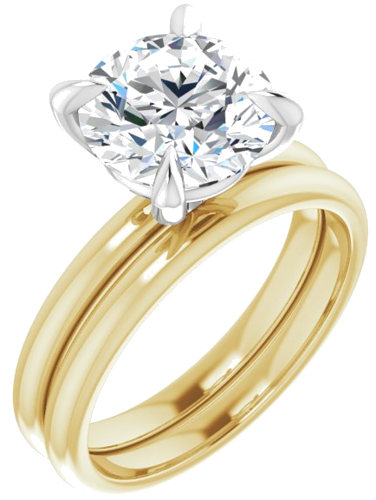 14K Yellow White 9 mm Round Engagement Ring Mounting (6)