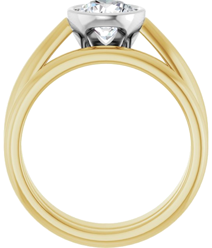 Sužadėtuvių Žiedas „Bezel-Set Solitaire“ 14k yellow/white gold Round 6.5mm (7)