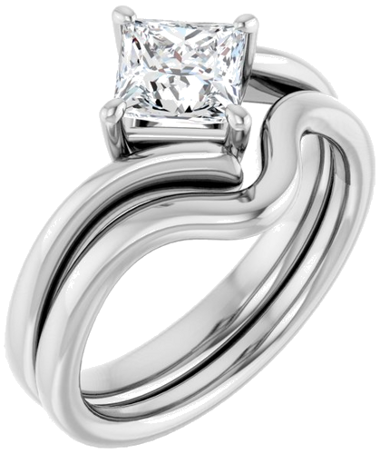 Sužadėtuvių Žiedas „Solitaire Bypass“ 14k white gold Square 5.5mm (6)