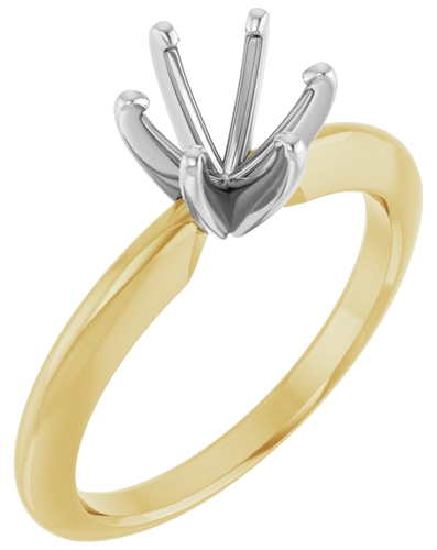 14K Yellow   White 6-6.6 mm Round 6-Prong Comfort-Fit Solitaire Ring Mounting (1)