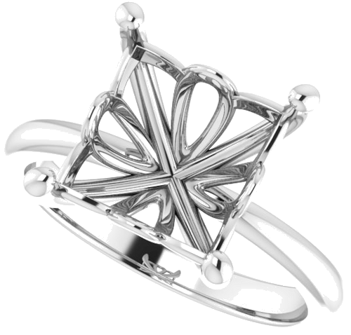 Sužadėtuvių Žiedas 14k white gold Square 9mm (5)