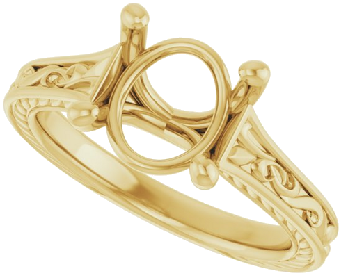 Sužadėtuvių Žiedas „Solitaire Scroll“ 14k yellow gold Oval 10mm x 8mm (5)