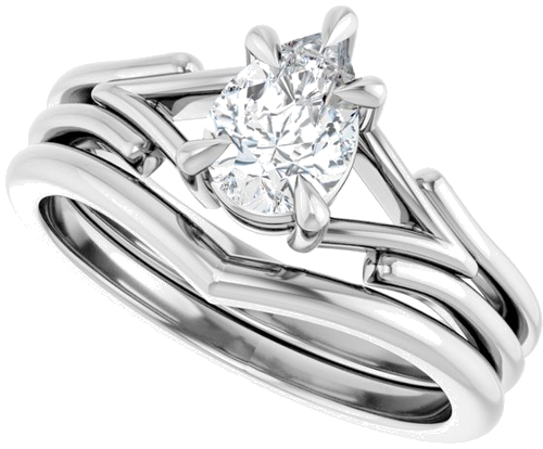 Sužadėtuvių Žiedas „Claw-Prong Solitaire“ 14k white gold Pear 7mm x 5mm (10)