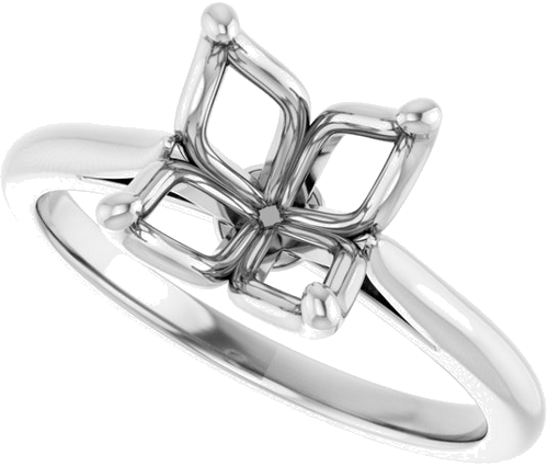 14K White  8 mm Cushion Solitaire Engagement Ring Mounting (5)