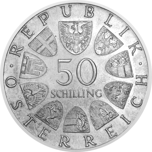 50 šilingi 1967 Austrija sudraba monēta (2)
