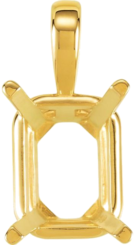 Pakabukas „Emerald 4-Prong Solitaire“ 10k yellow gold Emerald 6mm x 4mm (1)