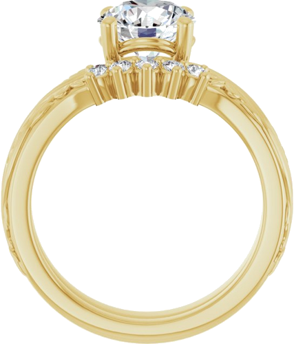 Sužadėtuvių Žiedas „Solitaire Sculptural“ 14k yellow gold Round 7.4mm (7)