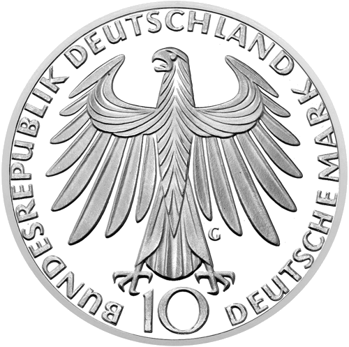1972 Miuncheno olimpinės žaidynės Vokietija 10 markių sidabrinė moneta (2)