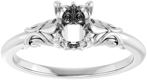 Sužadėtuvių Žiedas „Solitaire“ 585 Baltojo Aukso Oval 7mm x 5mm (3)