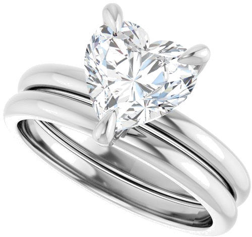 Sužadėtuvių Žiedas „Solitaire“ 14k white gold Heart 8mm (10)