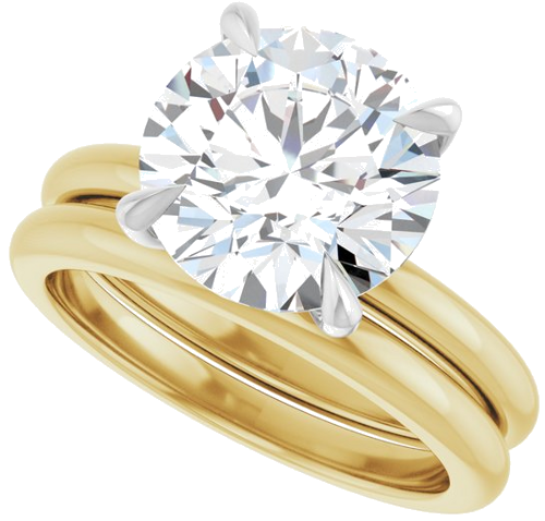 14K Yellow White 10 mm Round Solitaire Engagement Ring Mounting (7)