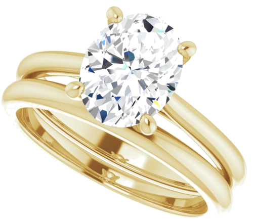 Sužadėtuvių Žiedas „Solitaire“ 585 Geltonojo Aukso Oval 9mm x 7mm (10)