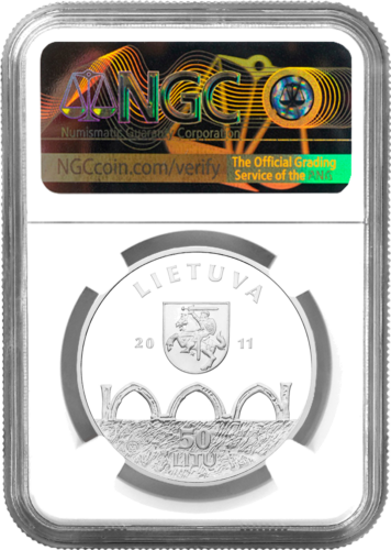 2011 Lithuania Vilnius Upper Castle 50 litas silver coin PF 70 ULTRA CAMEO (2)