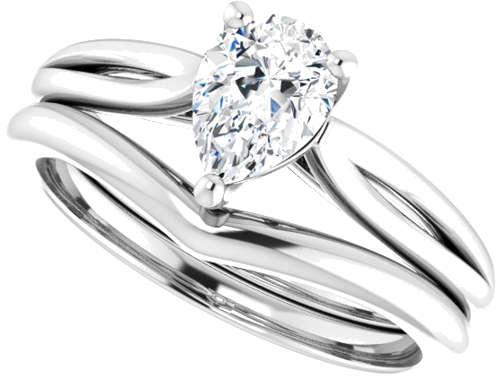 Sužadėtuvių Žiedas „Solitaire“ 14k white gold Pear 7mm x 5mm (10)