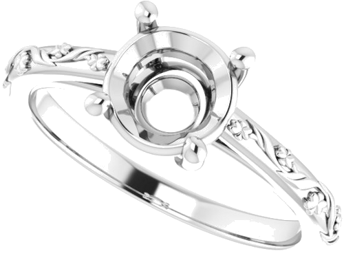 Sužadėtuvių Žiedas „Solitaire“ 10k white gold Round 7mm (5)
