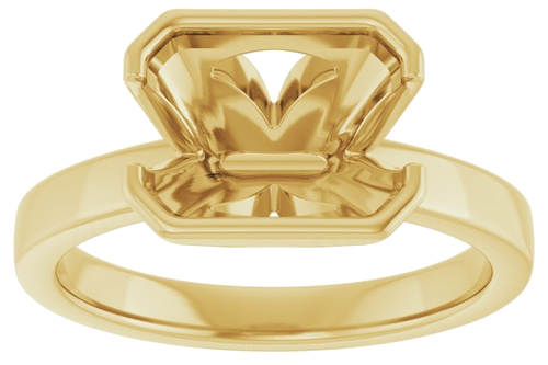 Sužadėtuvių Žiedas „Half-Bezel Solitaire“ 14k yellow gold Emerald 9mm x 7mm (3)
