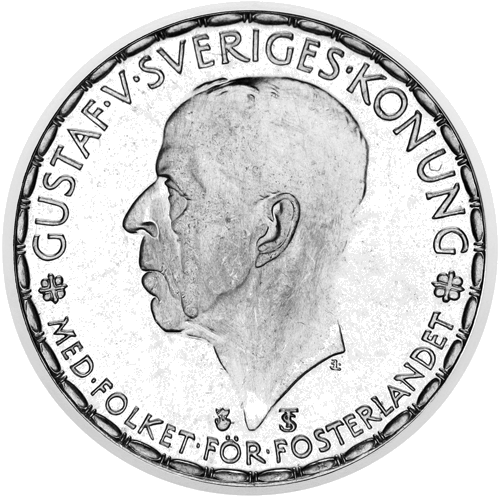 1 krona (1932–1952) Švedija Gustaf V sidabrinė moneta (1)