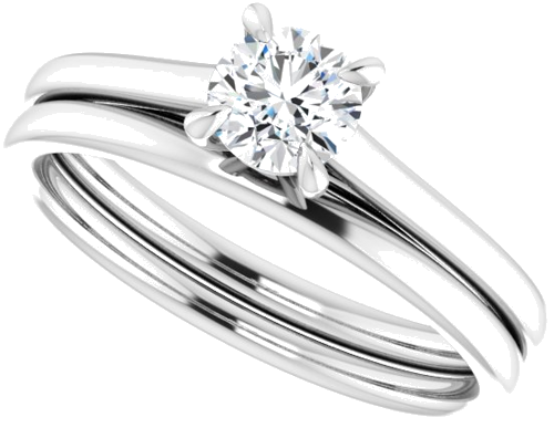 Sužadėtuvių Žiedas „Solitaire“ 585 Baltojo Aukso Round 4.8mm (10)