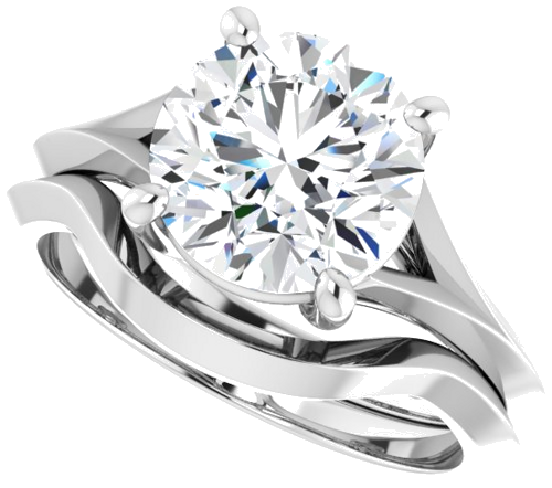 Sužadėtuvių Žiedas „Solitaire Split Shank“ 14k white gold Round 8.8mm (10)