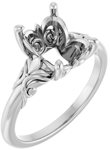 Sužadėtuvių Žiedas „Solitaire“ 14k white gold Emerald 9mm x 7mm (1)