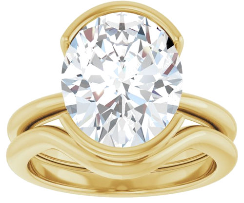 Sužadėtuvių Žiedas „Half-Bezel“ 10k yellow gold Oval 12mm x 10mm (8)