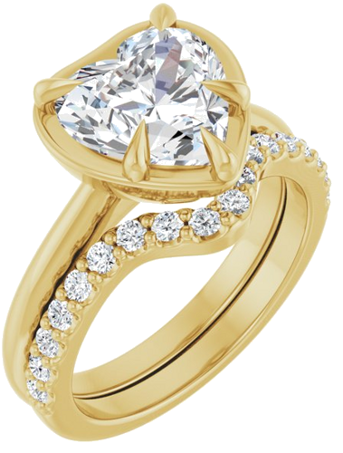 Sužadėtuvių Žiedas „Claw-Prong Solitaire Bezel-Style“ 14k yellow gold Heart 9mm (6)