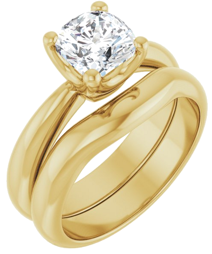Sužadėtuvių Žiedas „Solitaire Crown-Inspired“ 14k yellow gold Cushion 6.5mm (6)