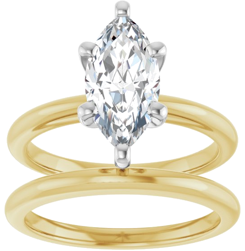 14K Yellow   White  12x6 mm Marquise Solitaire Engagement Ring Mounting (8)