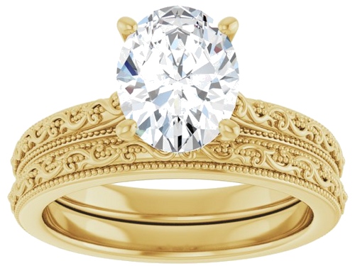 Sužadėtuvių Žiedas „Solitaire Sculptural“ 14k yellow gold Oval 9mm x 7mm (8)