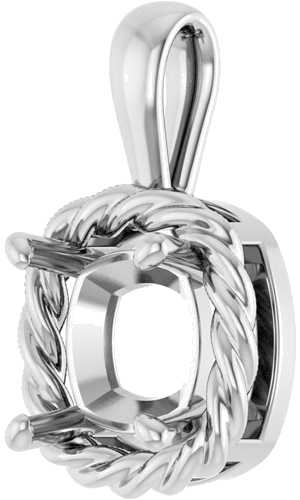 Pakabukas „Rope“ 585 Baltojo Aukso Cushion 7mm (2)