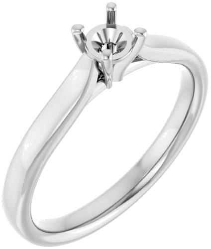 14K White 4.1 mm Round Engagement Ring Mounting (1)