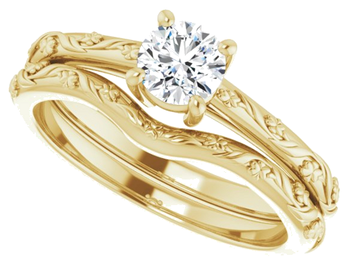 Sužadėtuvių Žiedas „Solitaire“ 14k yellow gold Round 4.8mm (10)