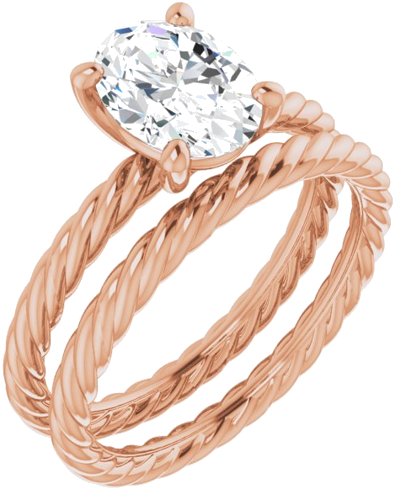 Sužadėtuvių Žiedas „Solitaire Rope“ 14k rose gold Oval 8mm x 6mm (6)