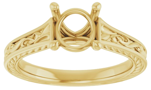 Sužadėtuvių Žiedas „Solitaire Scroll“ 10k yellow gold Round 7.4mm (3)