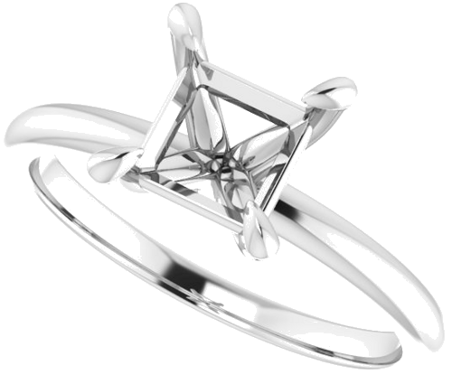 14K X1 White  6x6 mm Square Solitaire Engagement Ring Mounting (5)