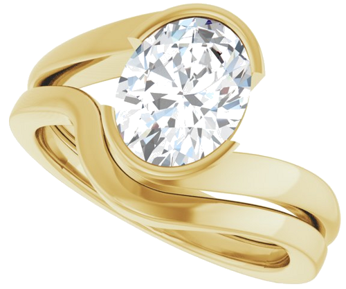 Sužadėtuvių Žiedas „Half-Bezel Solitaire“ 14k yellow gold Oval 9mm x 7mm (10)