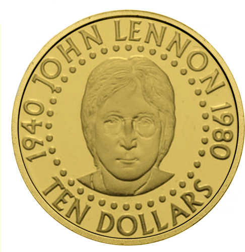 10 Dolerių Džonas Lenonas 2005 Saliamono salos auksinė moneta (1)