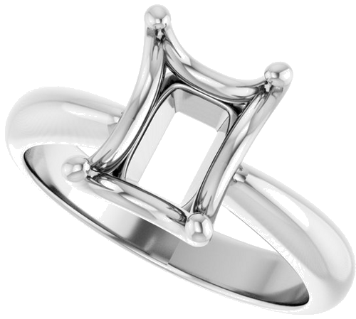 Sužadėtuvių Žiedas „Solitaire Crown-Inspired“ 14k white gold Emerald 9mm x 7mm (5)
