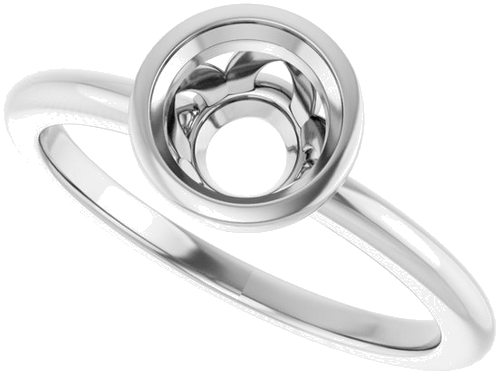 Sužadėtuvių Žiedas „Bezel-Set“ 14k white gold Round 6.5mm (5)