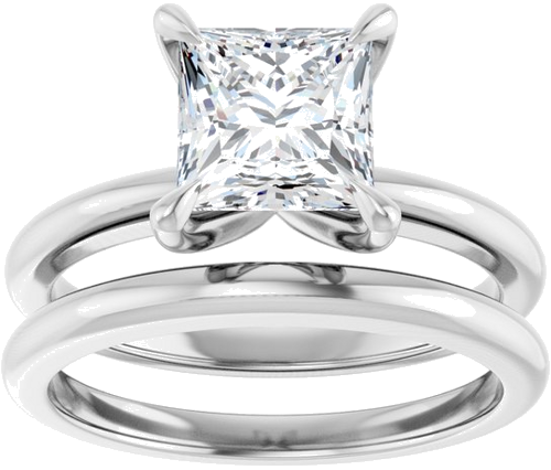 Sužadėtuvių Žiedas „Claw-Prong Solitaire“ 14k white gold Square 6.5mm (8)