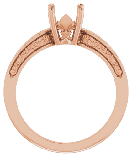 Sužadėtuvių Žiedas „Solitaire Floral“ 14k rose gold Asscher 5.5mm (2)