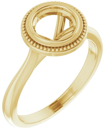 Sužadėtuvių Žiedas „Bezel-Set Solitaire Milgrain“ 14k yellow gold Round 6.5mm (1)