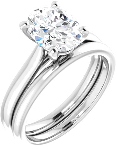 Sužadėtuvių Žiedas „Solitaire“ 585 Baltojo Aukso Oval 9mm x 7mm (6)