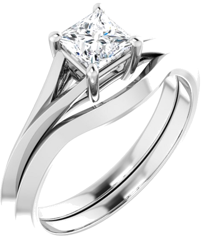 Sužadėtuvių Žiedas „Solitaire“ 585 Baltojo Aukso Square 4.5mm (6)