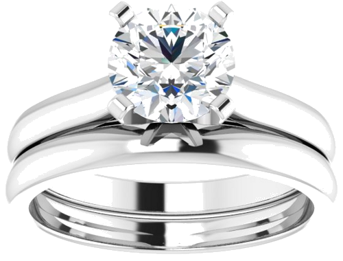 Sužadėtuvių Žiedas „Solitaire“ 585 Baltojo Aukso Round 7mm (7)