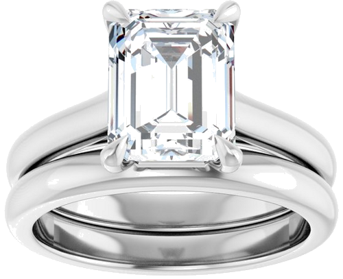 Sužadėtuvių Žiedas „Claw-Prong“ 14k white gold Emerald 9mm x 7mm (8)