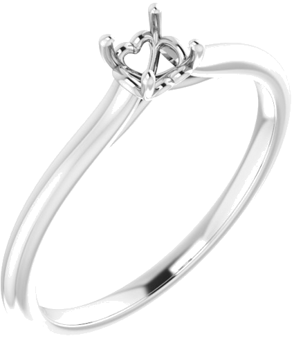 14K White  4.1 mm Round Solitaire Engagement Ring Mounting (1)