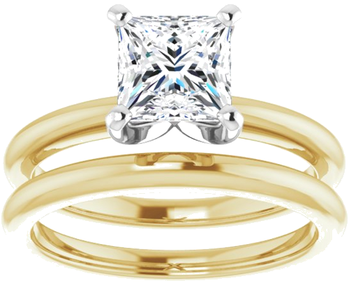 18K Yellow   White  6x6 mm Square Solitaire Engagement Ring Mounting (8)